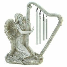 Accent Plus Stone-Look Angel Harp Standing Windchime