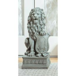 Accent Plus Lion with Shield Garden Statue