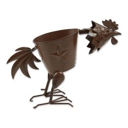 Accent Plus Metal Rooster Planter Sculpture