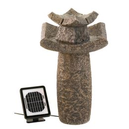 Cascading Fountains Stone-Look Temple Garden Fountain - Solar or Cord Power