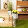 Accent Plus Galvanized Sheet Metal Rustic Plant Stand Set - Hexagon