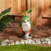 Accent Plus Leaf-Hat Gnome Holding Orb Solar Garden Light