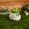 Accent Plus Owl Garden Planter with Solar Light-Up Eyes