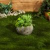 Accent Plus Rustic Natural-Look Garden Planter with Leaves - 4 inches