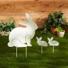 Accent Plus Rabbit Family White Metal Garden Stake Set