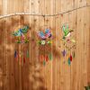 Accent Plus Glass Leaves Colorful Wind Chimes - Hummingbird