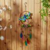 Accent Plus Glass Leaves Colorful Wind Chimes - Dragonfly