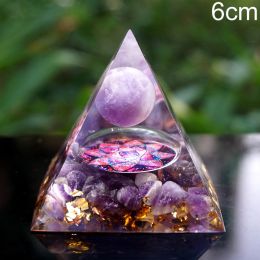 Natural Tiger Eye Orgonite Pyramid Heal Crystals Ball Energy Generator Reiki Chakra Multiplier Orgone Amethyst Meditation Stone (Color: 6cm1, Ships From: China)