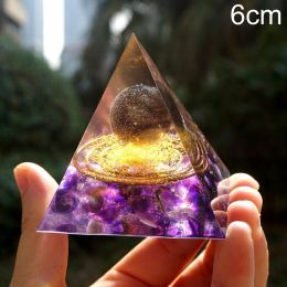 Natural Tiger Eye Orgonite Pyramid Heal Crystals Ball Energy Generator Reiki Chakra Multiplier Orgone Amethyst Meditation Stone (Color: 6cm6, Ships From: China)