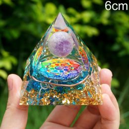 Natural Tiger Eye Orgonite Pyramid Heal Crystals Ball Energy Generator Reiki Chakra Multiplier Orgone Amethyst Meditation Stone (Color: 6cm8, Ships From: China)