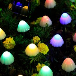 LED Solar Lights Outdoor Garden Waterproof Mushroom String Lawn Lamps Cute Fairy Light Landscape Lamp Path Yard Lawn Patio Decor (Emitting Color: Multi color, Wattage: 3.5M 10LEDs)