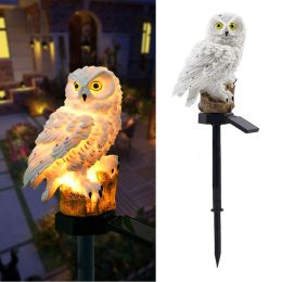 Solar Owl Garden Light Owl Solar Lamp Parrot Lawn Light Solar Lights Outdoor Solar Light Animal Pixie Lawn Lamp Waterproof Decor (Emitting Color: White, Ships From: China)