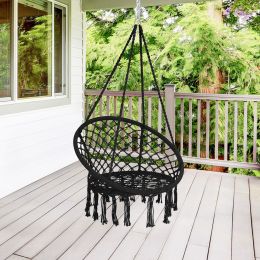 hammock chair; black (Color: Black, Material: Steel)