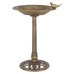 New Design Outdoor Garden Green Pedestal Bird Bath Feeder (Color: Gold, Type: bird)