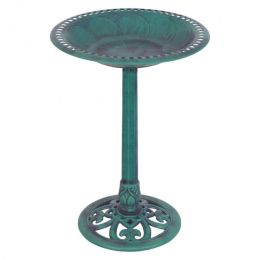 New Design Outdoor Garden Green Pedestal Bird Bath Feeder (Color: Green, Type: bird)