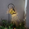 Backyard Patio Hanging Solar Metal Lamp Retro Money Hole Hollow Wind Light