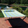 Heavy Duty Quilted Fabric Hammock Two-Person with Spreader Bars - 450 lb Weight Capacity