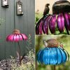 Cone Flower Bird Feeder Outdoor Garden Art Metal Bird Feeder Bring Support