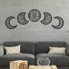 5Pcs 3D Moon Phases Wall Hanging Decor Natural Design Moon Cycle Variation Wooden Bedroom Stickers Home Bedroom Wall Decor Craft